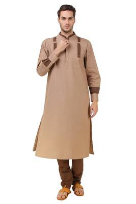 Brown Plain Cotton Islamic-Kurta-Pajama 2