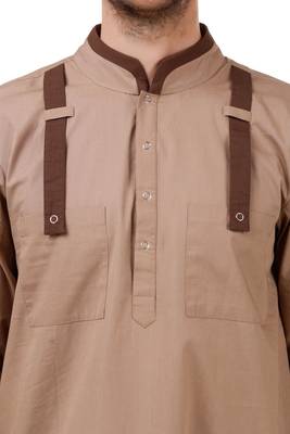 Brown Plain Cotton Islamic-Kurta-Pajama 6