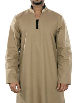 Brown Plain Cotton Galabiyyas 2
