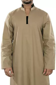 Brown Plain Cotton Galabiyyas