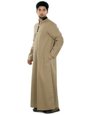 Brown Plain Cotton Galabiyyas 3