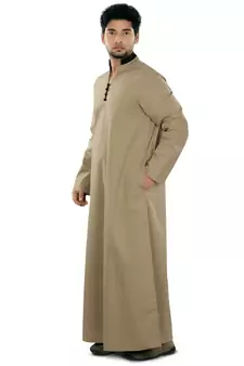 Brown Plain Cotton Galabiyyas