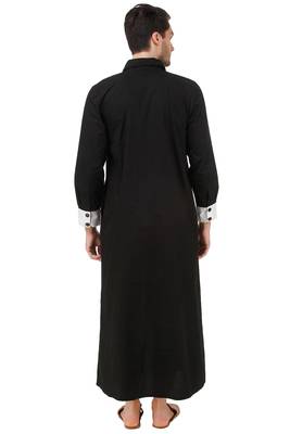 Black Plain Cotton Galabiyyas 3