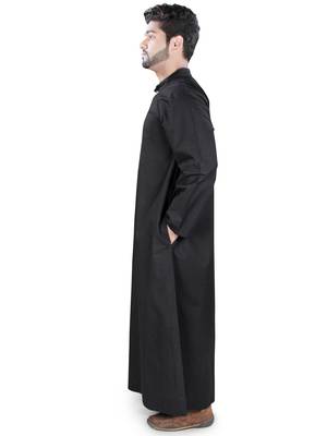 Black Plain Cotton Galabiyyas 3