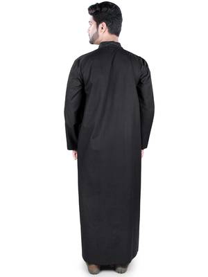 Black Plain Cotton Galabiyyas 4