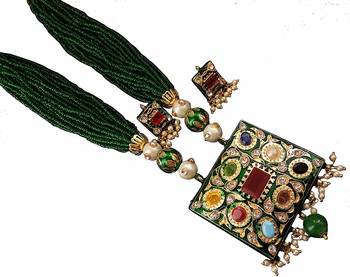 Emrald Green Partywear Onex Beads Women  Necklace Sets 1