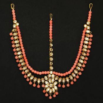 Pink maang tikka 1