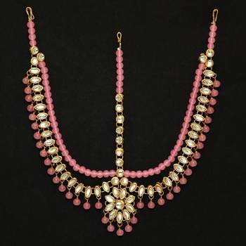Pink maang tikka 1