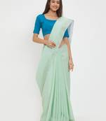 Green Woven Linen Saree With Blouse