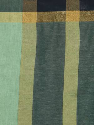 Sea Green Woven Linen Saree With Blouse 5