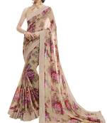 Purple printed georgette saree with blouse
