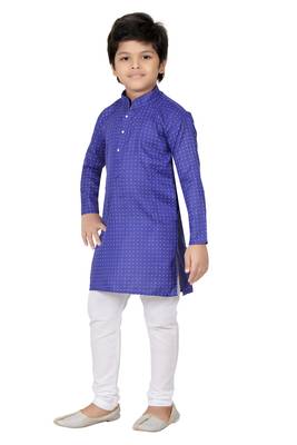 Blue printed cotton poly boys kurta pyjama 3