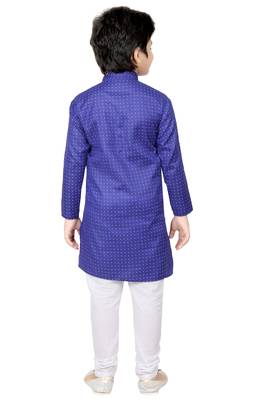 Blue printed cotton poly boys kurta pyjama 4