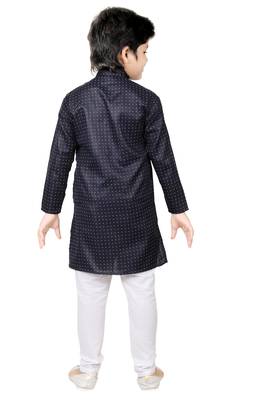 Blue printed cotton poly boys kurta pyjama 4