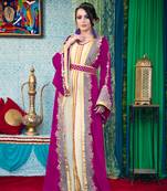 Violet And Biskit Color Morrocon Style Muslim Wedding Dress Kaftan