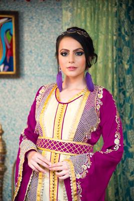 Violet And Biskit Color Morrocon Style Muslim Wedding Dress Kaftan 2