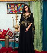 Black Color Georgette Hand Beaded Muslim Wedding Dress Kaftan