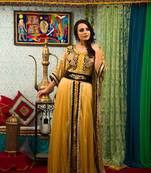 Biskit Color Morrocon Thread Work Muslim Wedding Dress Kaftan