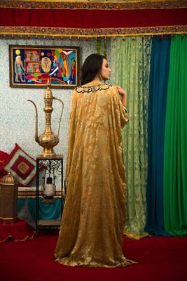 Biskit Color Morrocon Thread Work Muslim Wedding Dress Kaftan 3