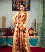 Biskit Color Thread Work Dubai Style Free Size Muslim Wedding Dress Kaftan