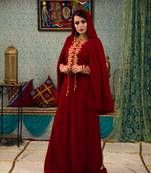 Maroon Color Wedding Dress Muslim Wedding Dress Kaftan With Trail
