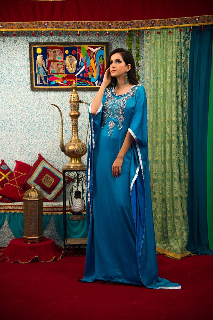 Dark Sea Green Color Muslim Wedding Dress Kaftan Evening Dresses - Kolkozy  Fashion Private Limited - 2768513