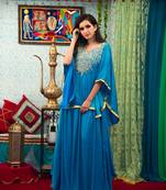 Dark Sea Green Color Modest Maxi Dress Muslim Wedding Dress Kaftan
