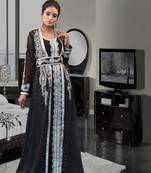 Dark Gray And Black Color Dubai Ladies Long Sleeve Muslim Wedding Dress Kaftan