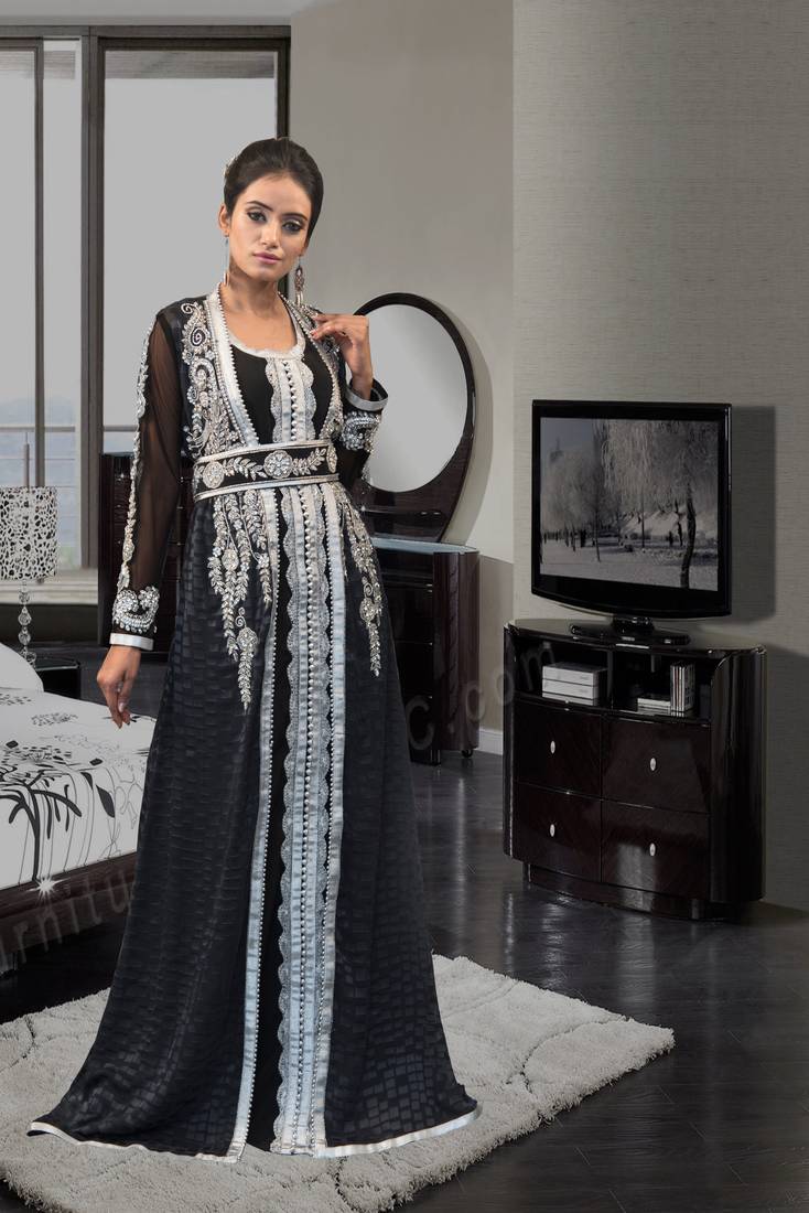 Dark Gray And Black Color Dubai Ladies Long Sleeve Muslim Wedding