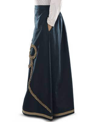 Blue Plain Cotton Islamic Skirts 2