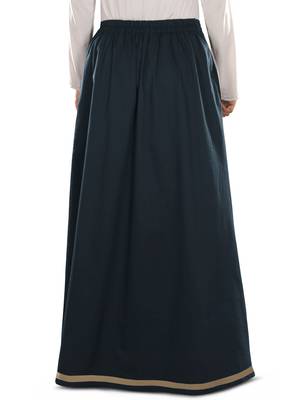 Blue Plain Cotton Islamic Skirts 3