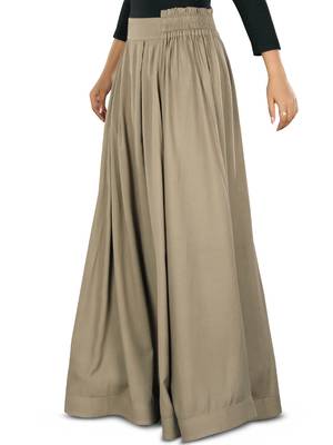 Khaki Plain Rayon Islamic Skirts 3
