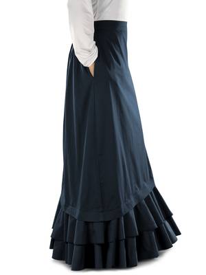 Blue Plain Cotton Islamic Skirts 2