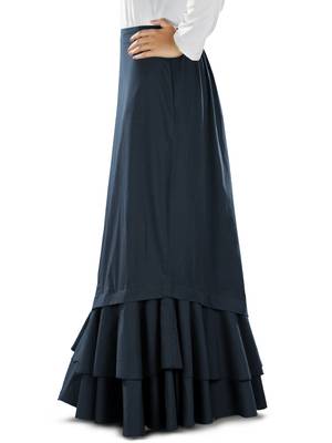 Blue Plain Cotton Islamic Skirts 3