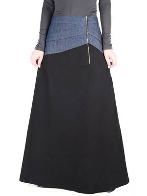 Black Plain Cotton Islamic Skirts 2
