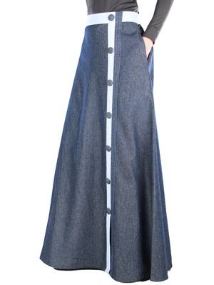 Blue Plain Chambray Islamic Skirts 2