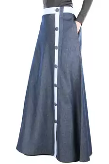Blue Plain Chambray Islamic Skirts