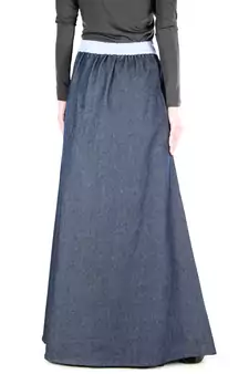 Blue Plain Chambray Islamic Skirts