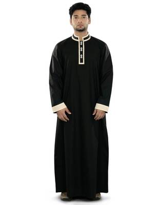 Black Plain Cotton Galabiyyas 2