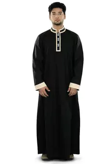 Black Plain Cotton Galabiyyas