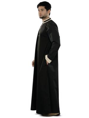 Black Plain Cotton Galabiyyas 3