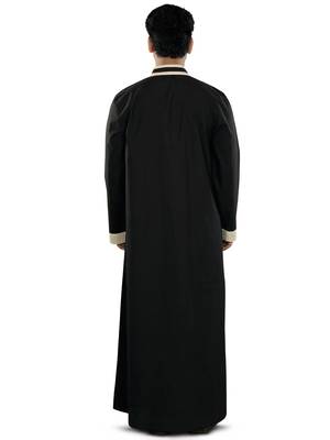 Black Plain Cotton Galabiyyas 4