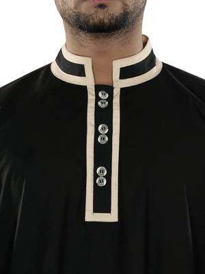 Black Plain Cotton Galabiyyas 5