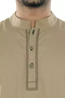 Beige Plain Cotton Galabiyyas