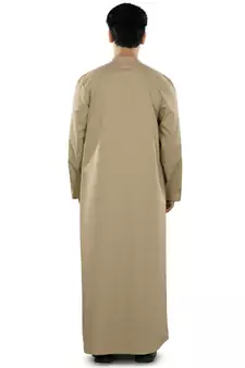 Beige Plain Cotton Galabiyyas