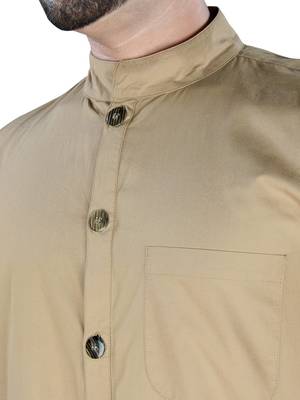 Beige Plain Cotton Galabiyyas 2