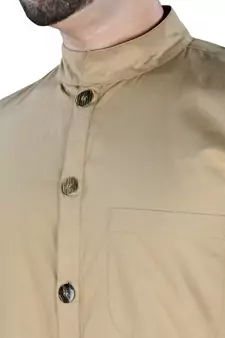 Beige Plain Cotton Galabiyyas