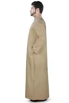 Beige Plain Cotton Galabiyyas