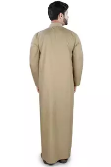 Beige Plain Cotton Galabiyyas