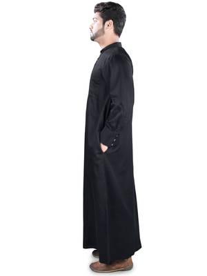 Black Plain Cotton Galabiyyas 3